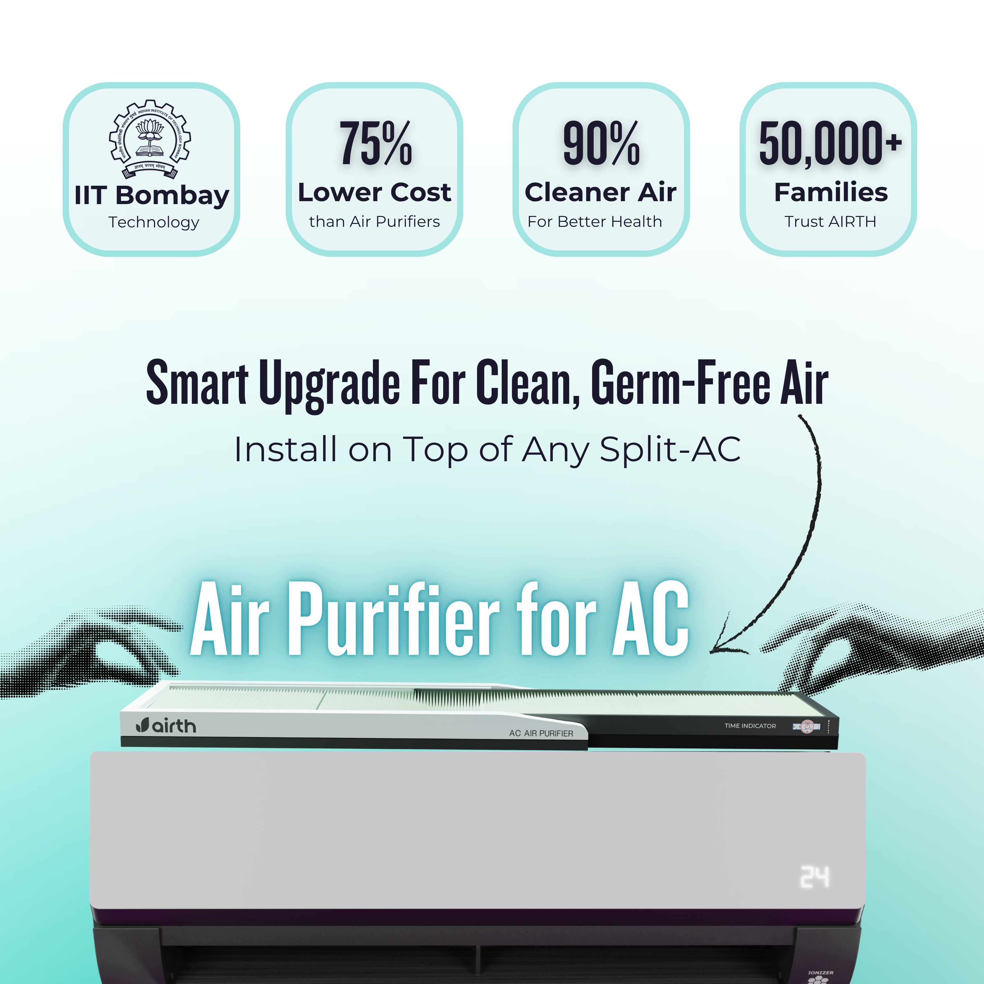 Air Purifier for Split AC - Winter Edition [AQI > 300] with Time Indicator