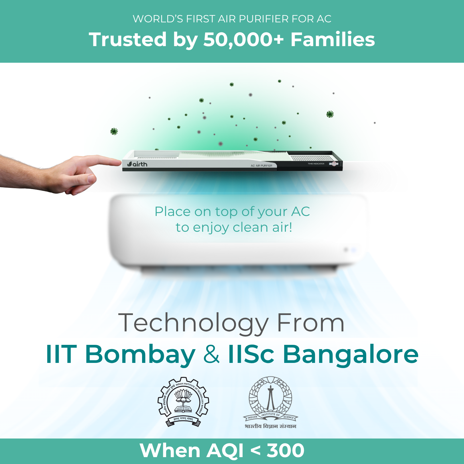 Air Purifier for Split AC [AQI < 300, Summer Version] with Time Indicator